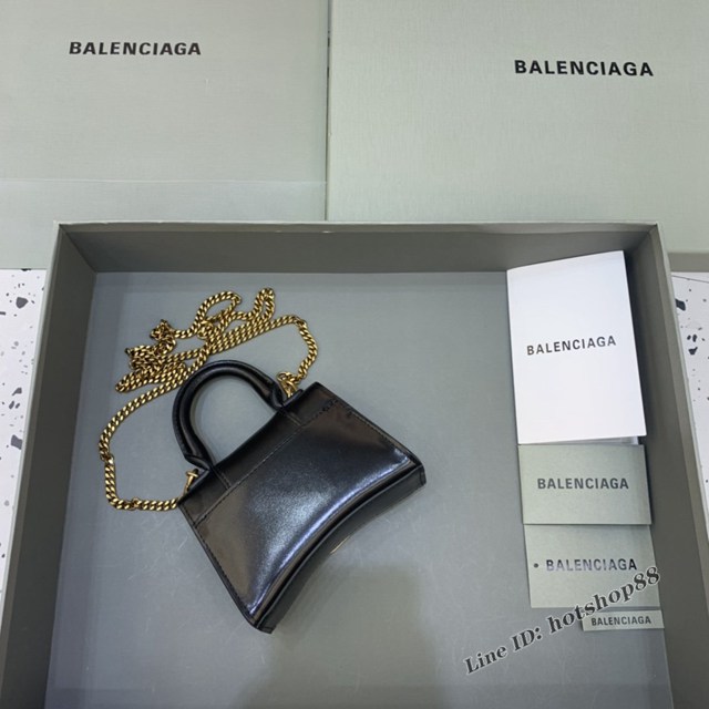 Balenciaga專櫃爆款手提女包 巴黎世家平紋黑金扣mini Hourglass沙漏包 fyj1007